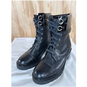 Fabianelli Black Leather Lace Up Ankle Boots Size 36 Italy Style S500 Moto